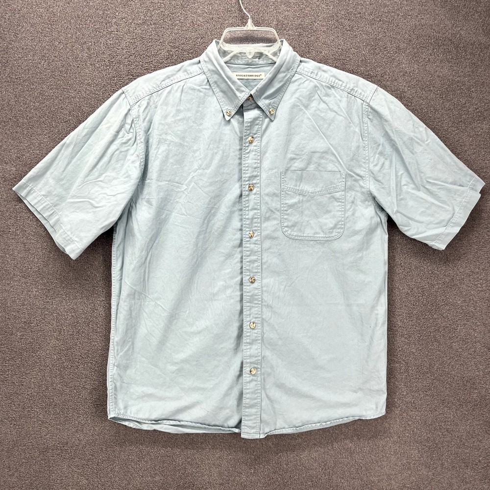Knightsbridge Button Down Shirt‎ Mens Blue Short Sleeve Pocket